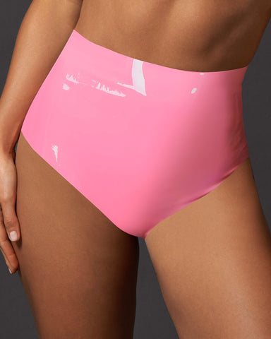 Latex Shorts a Vita Alta Rosa Bubblegum