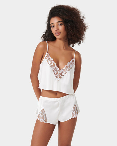 Leonora Set Top e Short in Raso Luxe Bianco/Trasparente