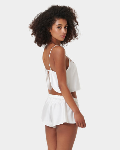 Leonora Set Top e Short in Raso Luxe Bianco/Trasparente